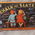 Lot 264 - Vintage "Chalk And Slate Set For Boys And Girls" Toy By American Toy Works No. 3010, New York, Made In U.S.A.., "An ATWO Product," With Wood Framed Slate, Chalk, And Stencil Fragment