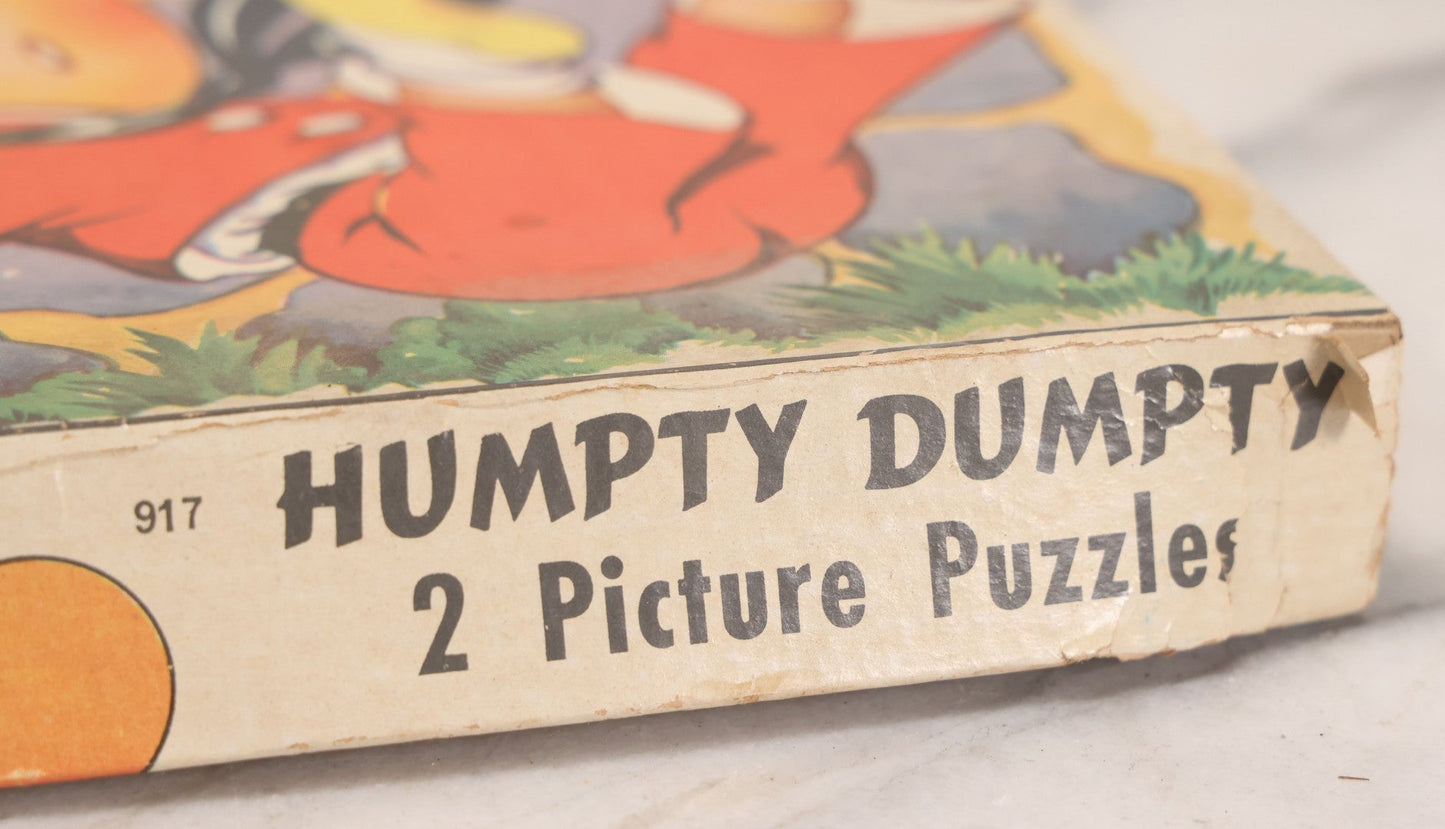 Lot 265 - Vintage "Humpty Dumpty 2 Picture Puzzles" Toy Puzzle Set By Saalfield Publishing Co., Akron, Ohio, No. 917, Copyright 1941, Made In U.S.A.., Handwritten Note On Verso "John Chick From Mrs. Mayo"