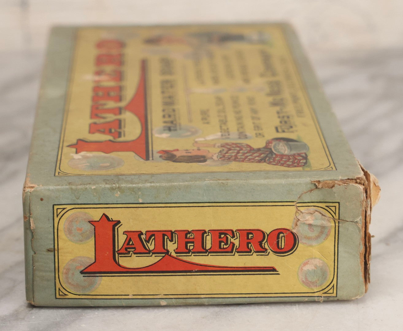 Lot 267 - Antique Lathero Hardwater Soap Advertising Box With Children Blowing Bubbles Graphics, Furst-McNess Co., Freeport, Illinois