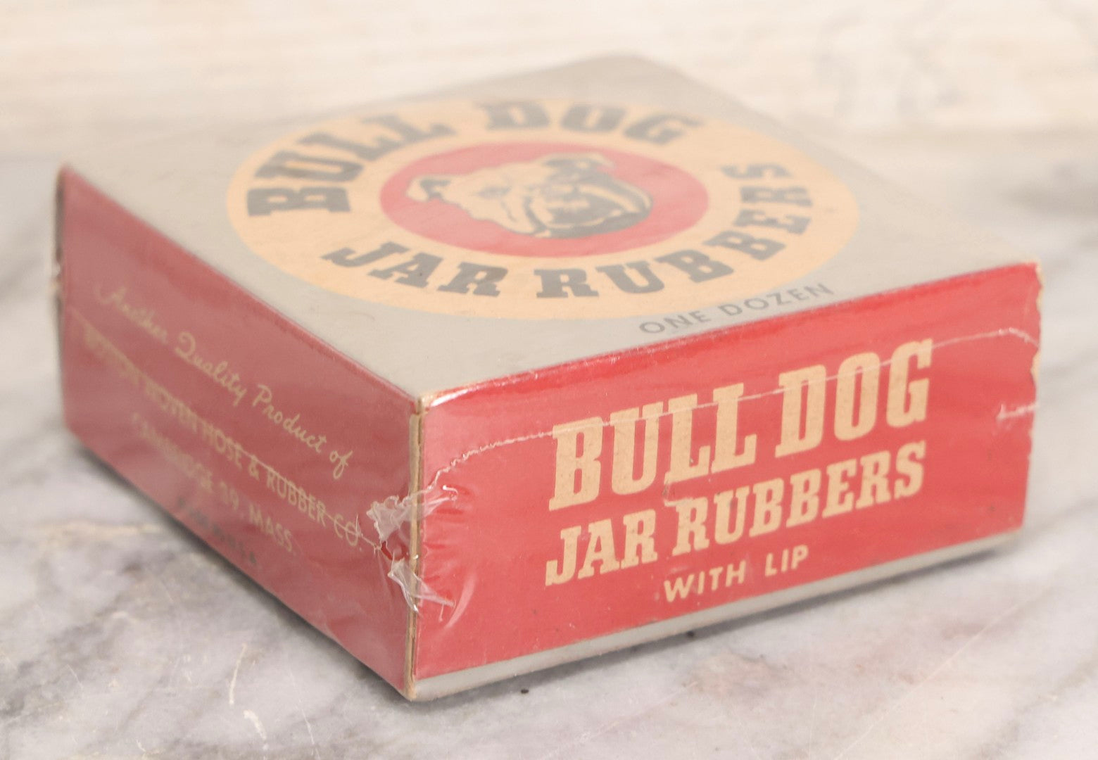Lot 268 - Trio Of Vintage And Antique Advertising Boxes Including Bull Dog Jar Rubbers, Senate Havana Cigar, And Richard Hudnut “Three Flowers” Travelette Box