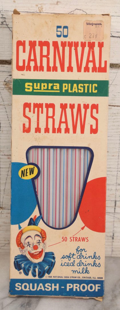 Lot 270 - Grouping Of Four Vintage Children's Advertising Pieces Including Carnival Straws Clown Box, Cra-O-Tec No. 116 Crayons, Popeye And Friends Amscan Drinking Cups, And "Fight The Cavity Creeps" Crest Toothbrush Box By Procter And Gamble