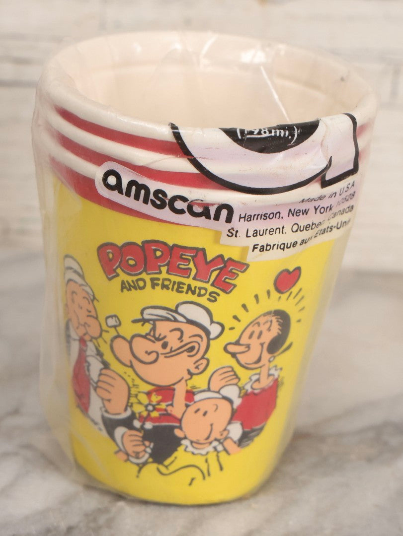 Lot 270 - Grouping Of Four Vintage Children's Advertising Pieces Including Carnival Straws Clown Box, Cra-O-Tec No. 116 Crayons, Popeye And Friends Amscan Drinking Cups, And "Fight The Cavity Creeps" Crest Toothbrush Box By Procter And Gamble