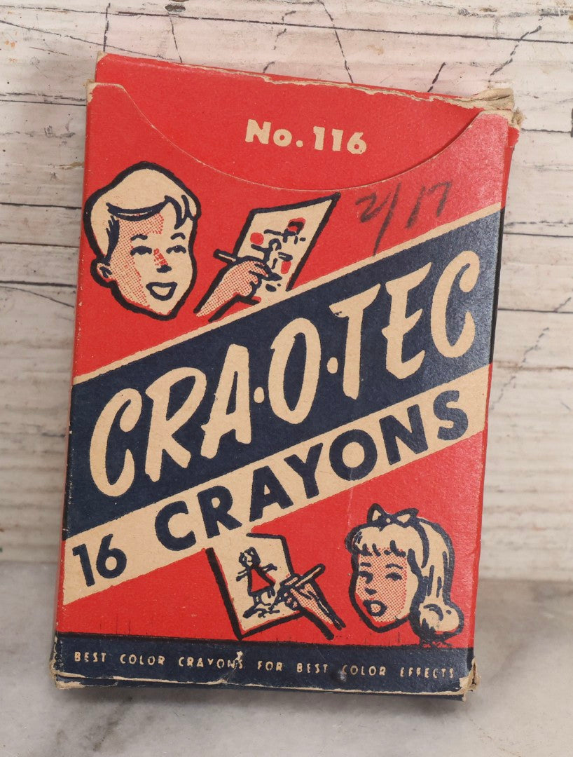 Lot 270 - Grouping Of Four Vintage Children's Advertising Pieces Including Carnival Straws Clown Box, Cra-O-Tec No. 116 Crayons, Popeye And Friends Amscan Drinking Cups, And "Fight The Cavity Creeps" Crest Toothbrush Box By Procter And Gamble
