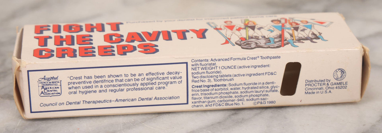 Lot 270 - Grouping Of Four Vintage Children's Advertising Pieces Including Carnival Straws Clown Box, Cra-O-Tec No. 116 Crayons, Popeye And Friends Amscan Drinking Cups, And "Fight The Cavity Creeps" Crest Toothbrush Box By Procter And Gamble