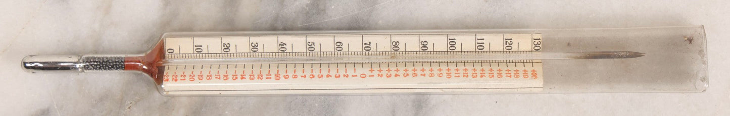 Lot 271 - Grouping Of Five Vintage Advertising Rulers, Thermometers, And Measuring Tools Including Breyers Ice Cream, Lehigh Portland Cement Co., Colgate's Fab, Railway Signal Association, And Conray Products Co. Inc. Navy Thermometer Fragment