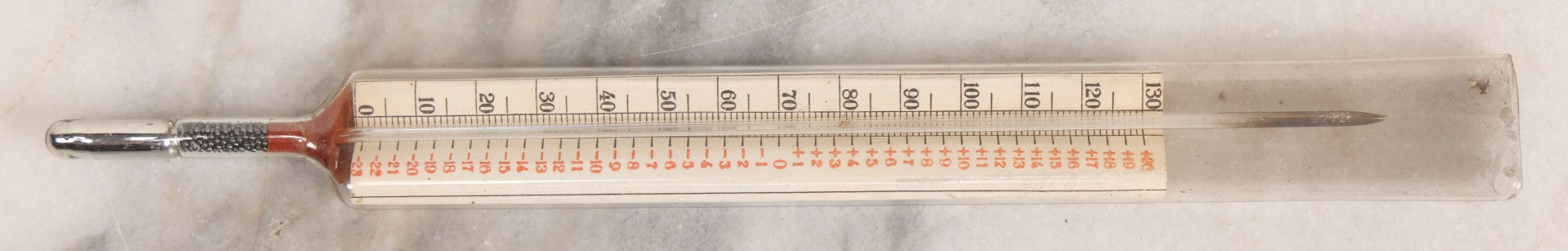 Lot 271 - Grouping Of Five Vintage Advertising Rulers, Thermometers, And Measuring Tools Including Breyers Ice Cream, Lehigh Portland Cement Co., Colgate's Fab, Railway Signal Association, And Conray Products Co. Inc. Navy Thermometer Fragment