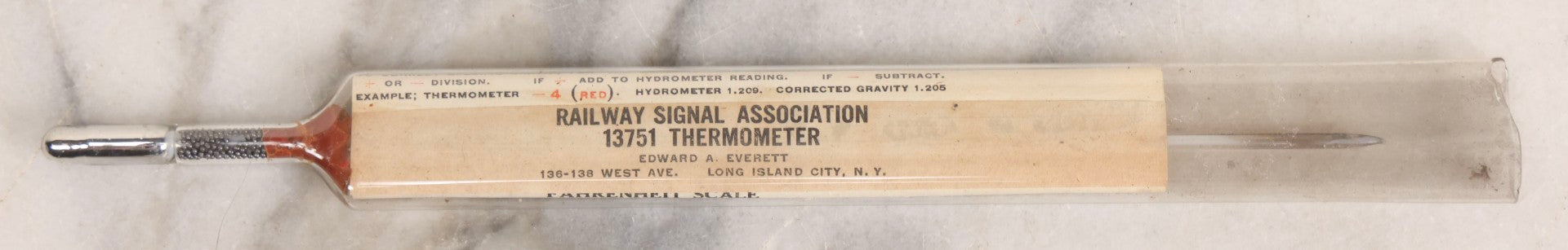 Lot 271 - Grouping Of Five Vintage Advertising Rulers, Thermometers, And Measuring Tools Including Breyers Ice Cream, Lehigh Portland Cement Co., Colgate's Fab, Railway Signal Association, And Conray Products Co. Inc. Navy Thermometer Fragment