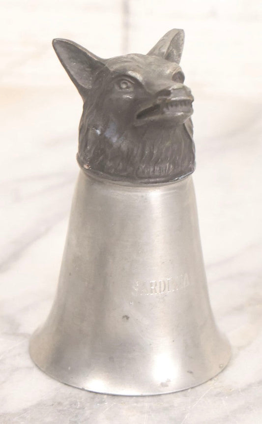 Lot 278 - Vintage Fox Hunt Toasting Cup With Fox Head Finial Marked Sardinia