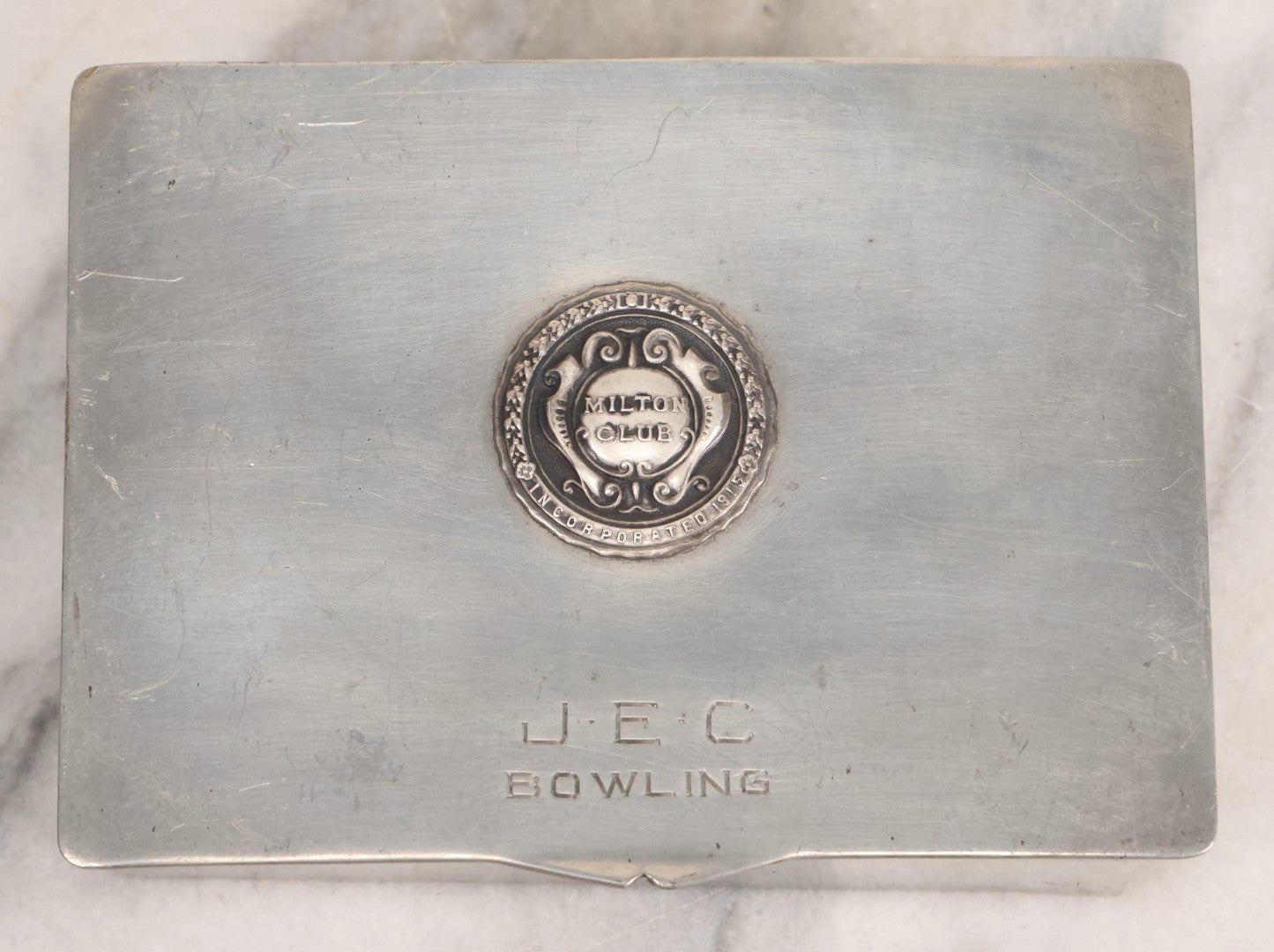Lot 279 - Vintage Bowling Trophy Presentation Box From Milton Club With J.E.C. Bowling Monogram