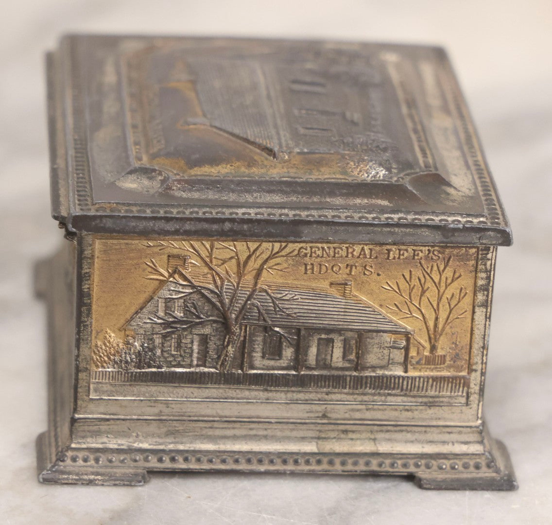 Lot 282 - Pair Of Vintage Metal Boxes Made In Japan Including Pennsylvania Landmarks Box By Bosselman & Co. And Peacock Design Box