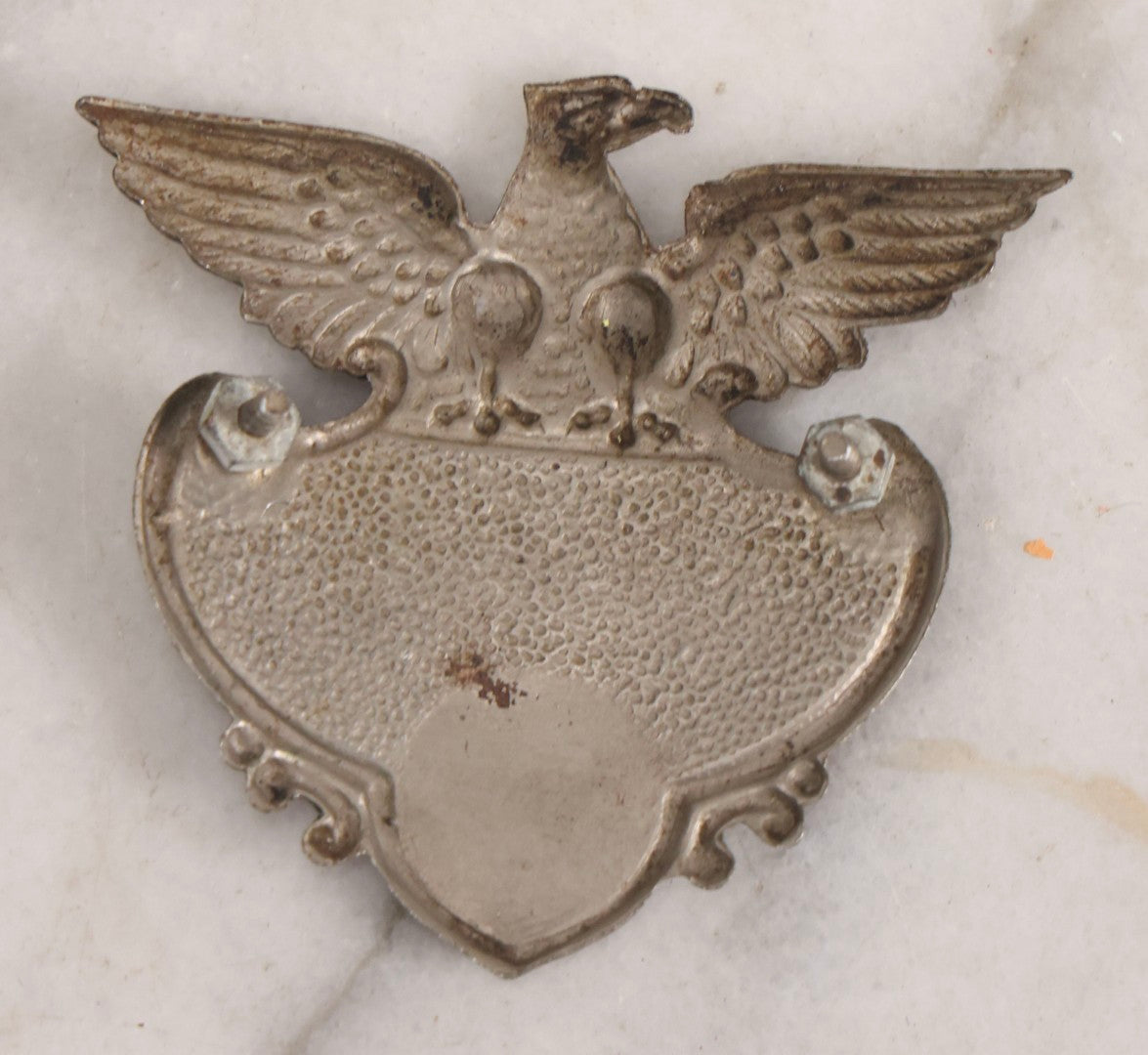 Lot 284 - Pair Of Vintage Ohio Police Patrolman's Standard Wreath Badges With Eagle Design, Numbered 4764 And 7723