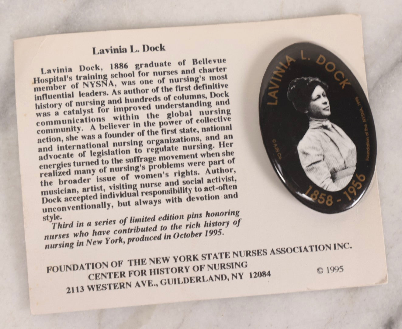 Lot 290 - Grouping Of 3 Vintage Nursing Commemorative Pins Honoring Annie Damer, Isabel Hampton Robb, And Lavinia L. Dock