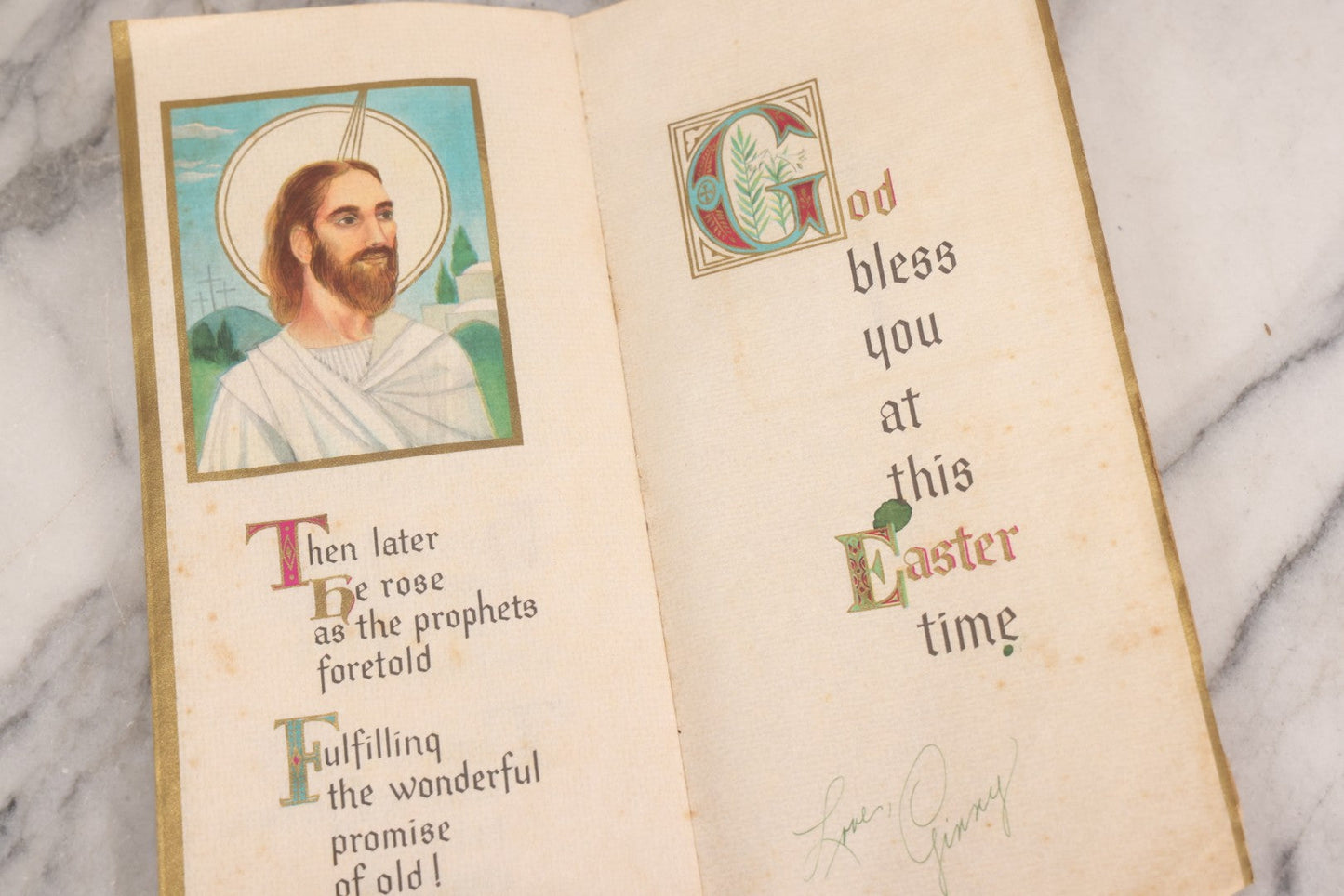 Lot 291 - Vintage Hallmark Greeting Card, "The Glorious Story Of Easter", Slim Jims Series, With Gilt Accents, Circa 1959