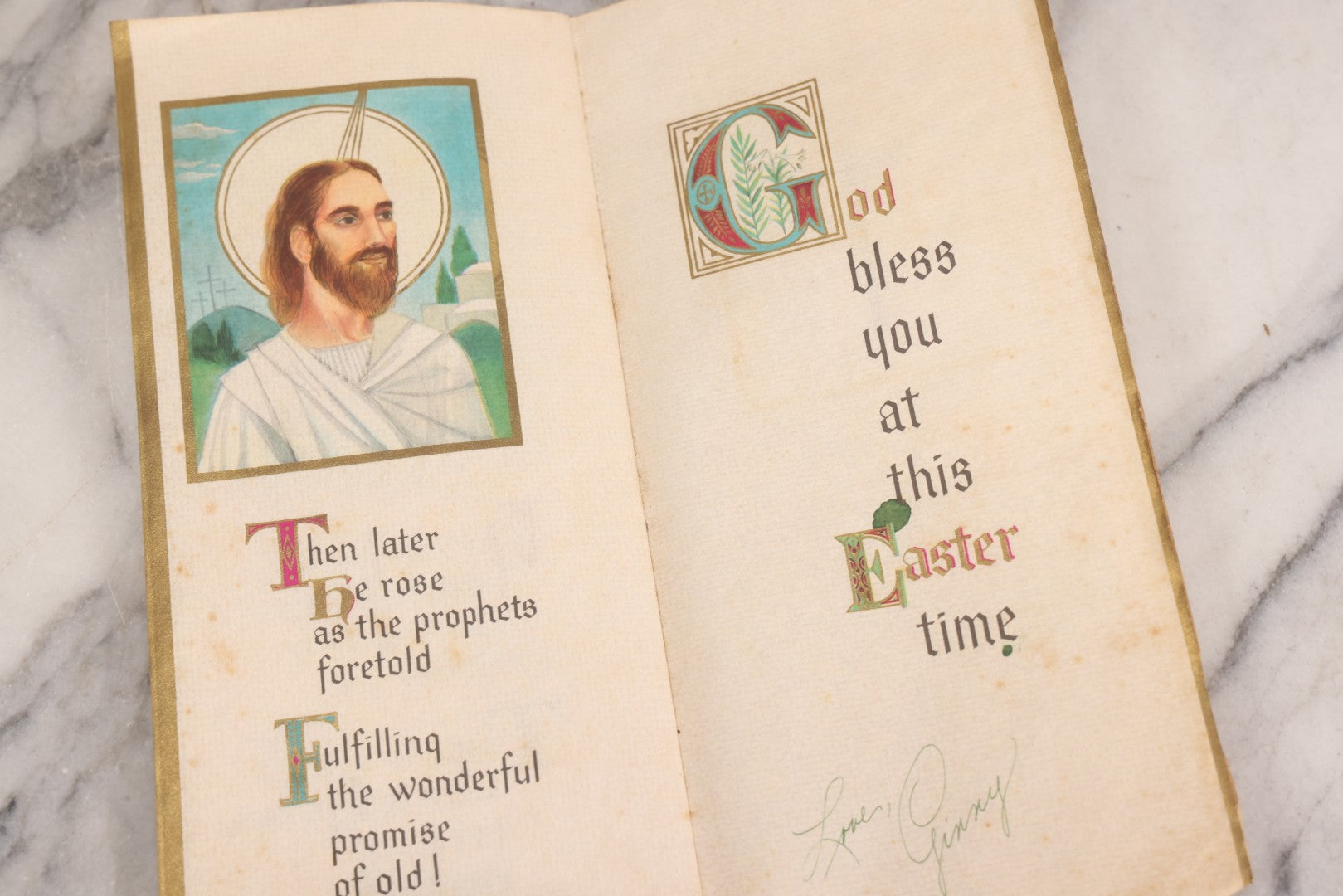 Lot 291 - Vintage Hallmark Greeting Card, "The Glorious Story Of Easter", Slim Jims Series, With Gilt Accents, Circa 1959