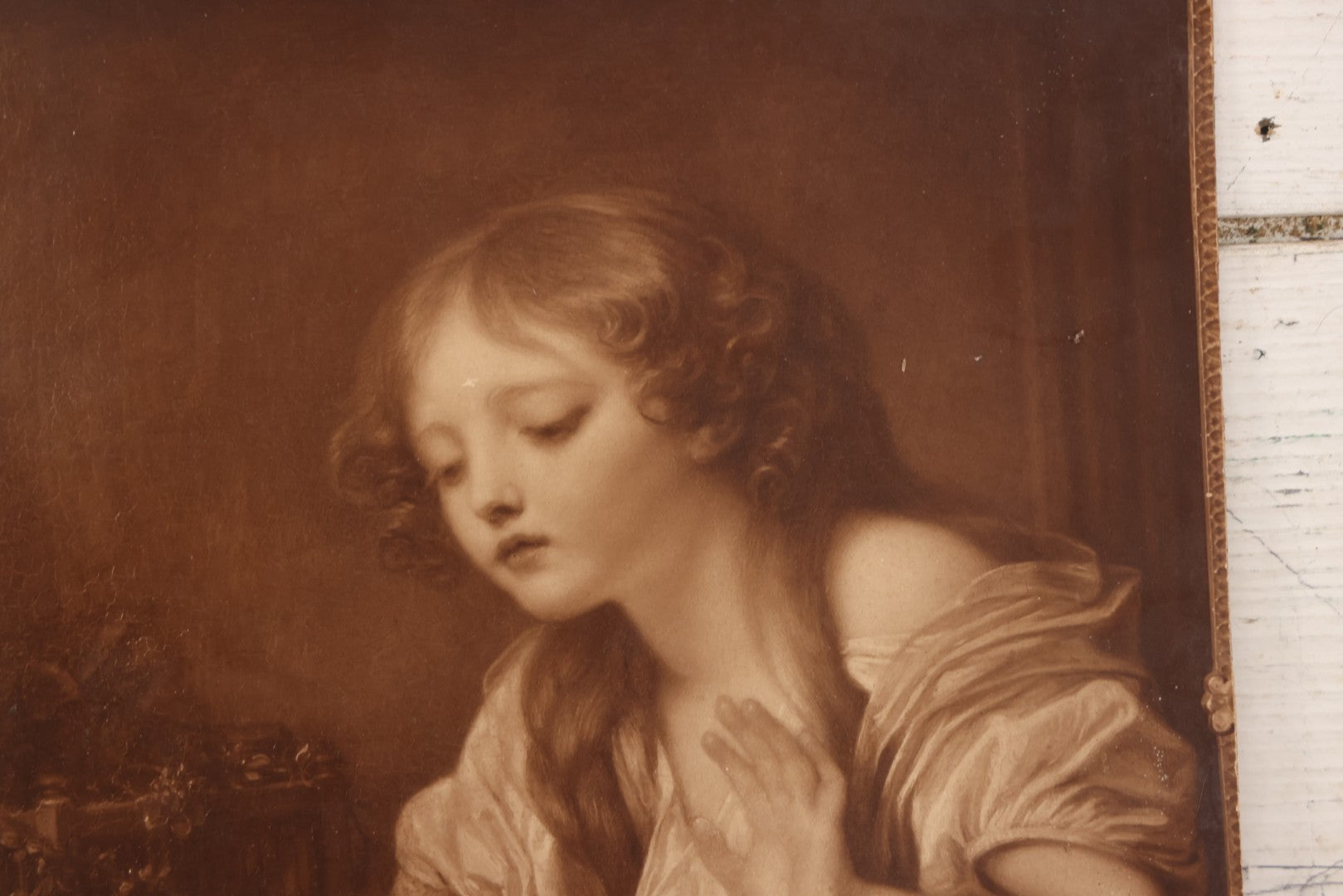 Lot 292 - Antique Photogravure Print After Jean-Baptiste Greuze "L'Oiseau Mort" ("The Dead Bird"), Musée Du Louvre Reproduction No. 882, Circa Late 19th-Early 20th Century