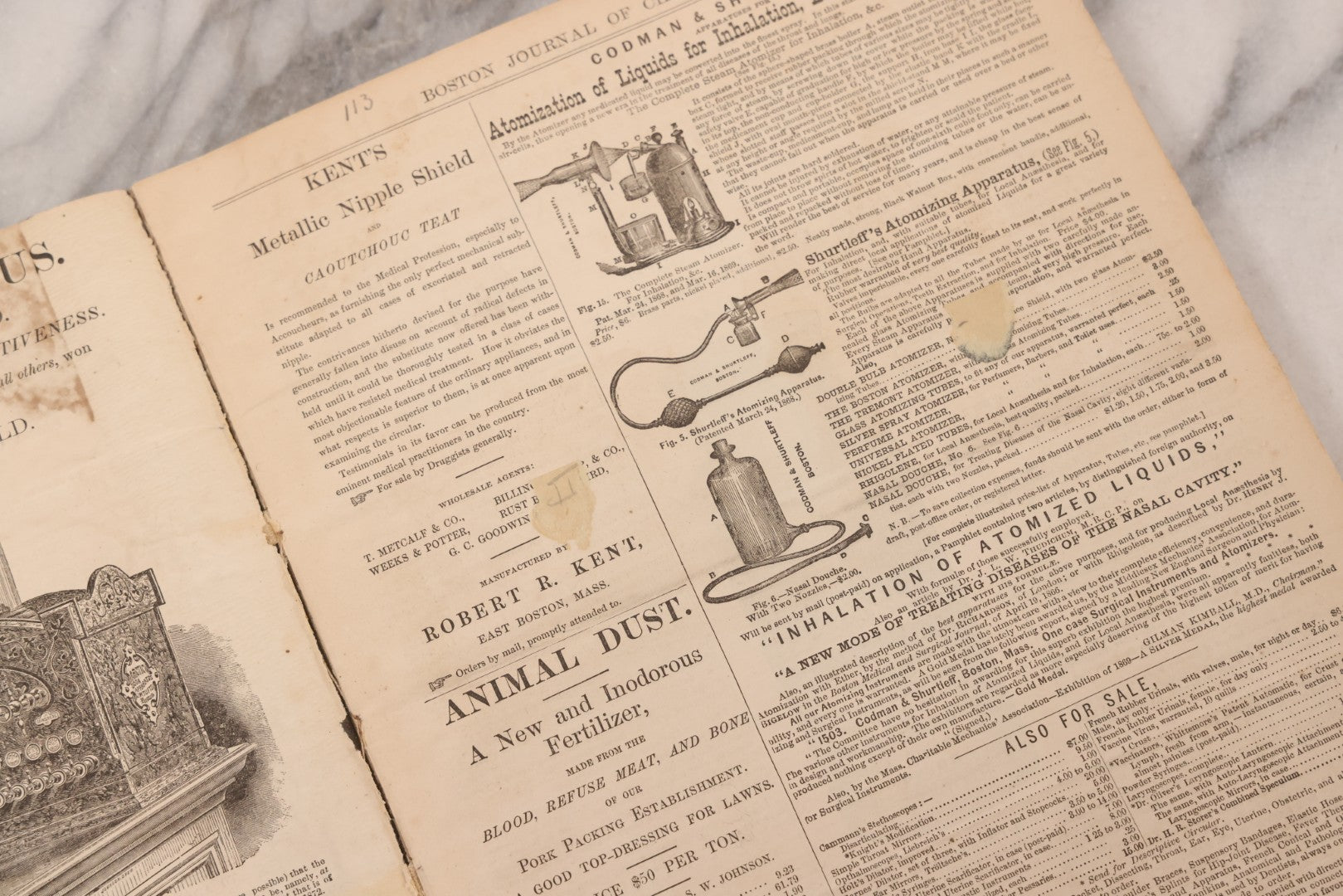 Lot 295 - Antique Bound Compendium "The Boston Journal Of Chemistry" Containing Issues From January 1873 To June 1874, Published By Billings, Clapp, And Company, Boston, Edited By James R. Nichols, M.D.