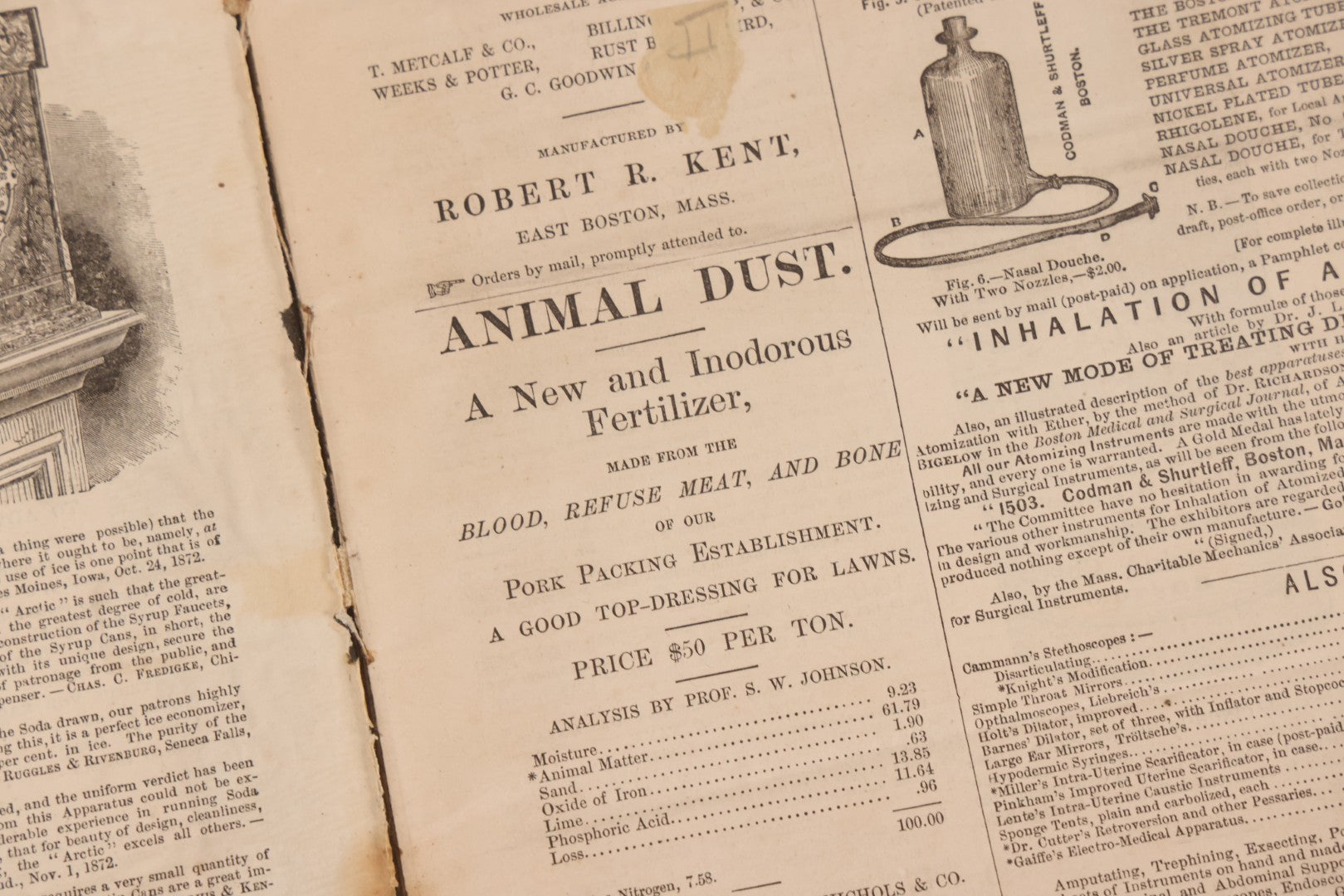 Lot 295 - Antique Bound Compendium "The Boston Journal Of Chemistry" Containing Issues From January 1873 To June 1874, Published By Billings, Clapp, And Company, Boston, Edited By James R. Nichols, M.D.