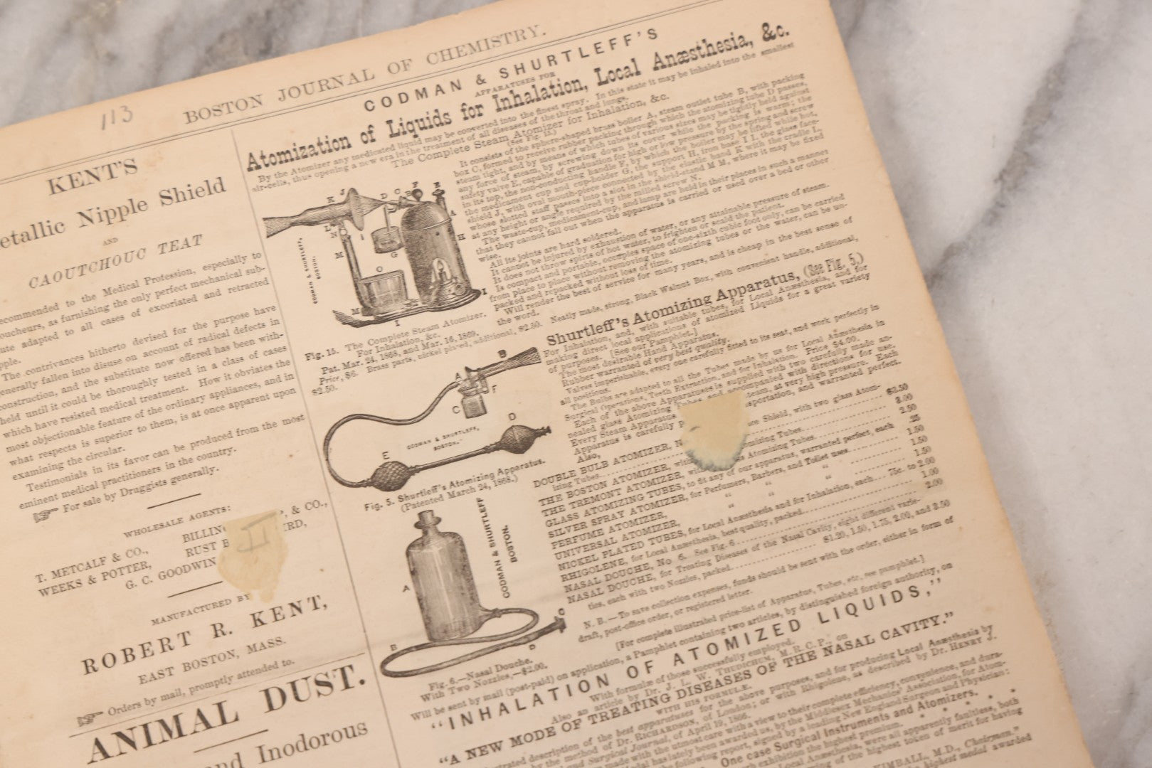 Lot 295 - Antique Bound Compendium "The Boston Journal Of Chemistry" Containing Issues From January 1873 To June 1874, Published By Billings, Clapp, And Company, Boston, Edited By James R. Nichols, M.D.