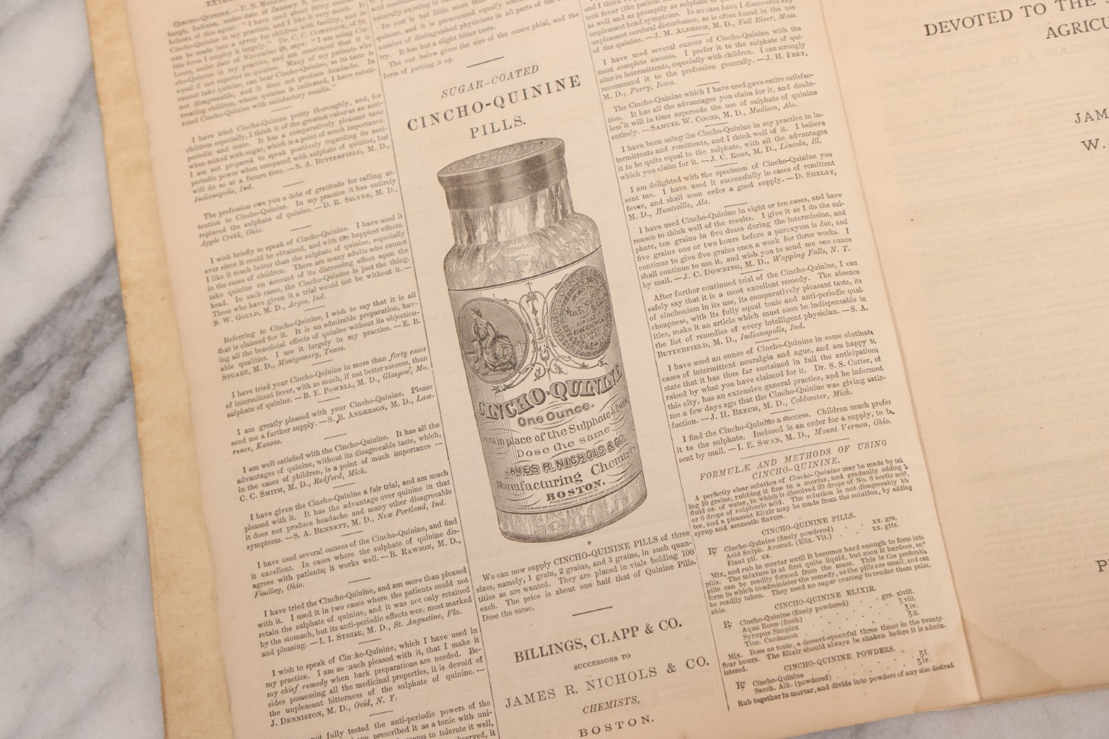 Lot 295 - Antique Bound Compendium "The Boston Journal Of Chemistry" Containing Issues From January 1873 To June 1874, Published By Billings, Clapp, And Company, Boston, Edited By James R. Nichols, M.D.