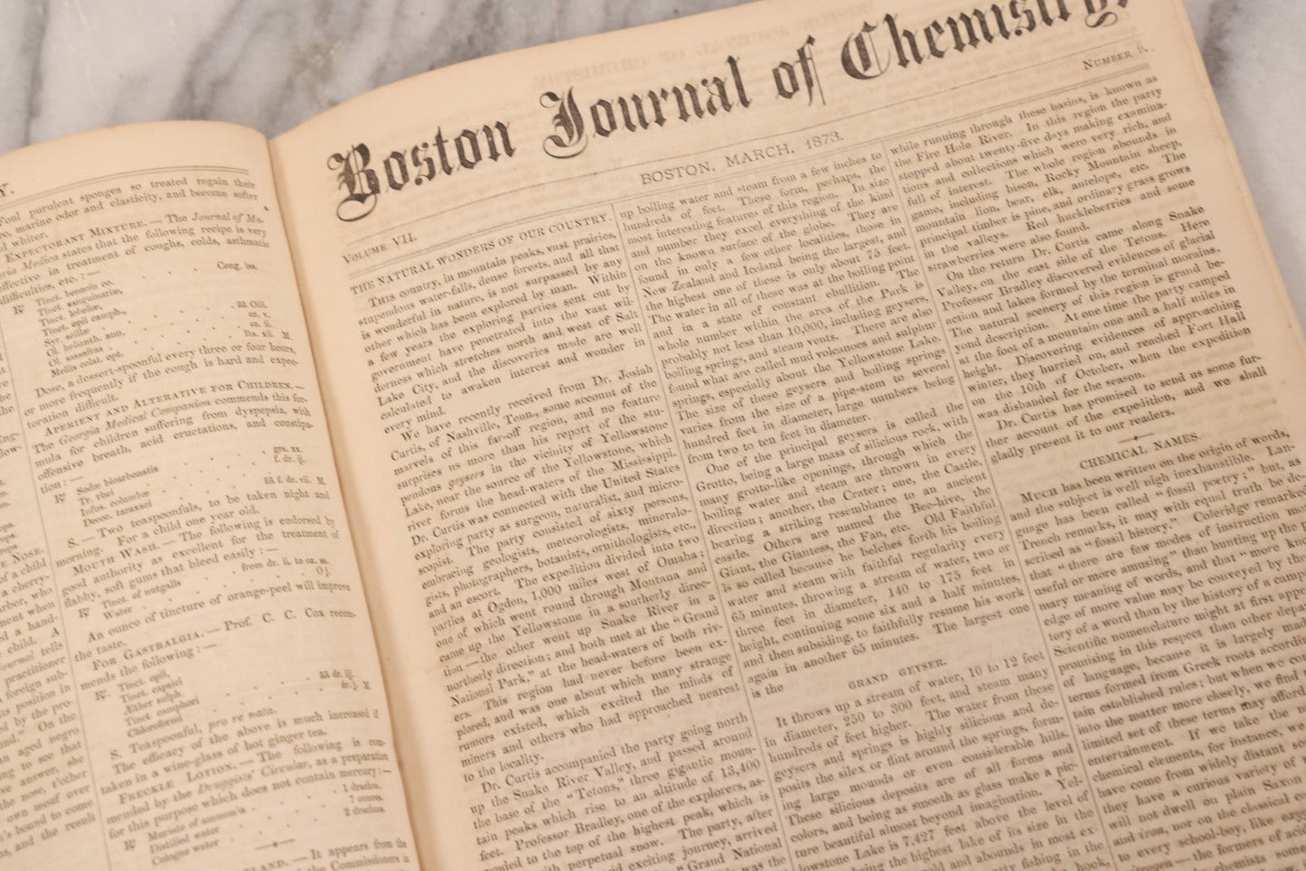 Lot 295 - Antique Bound Compendium "The Boston Journal Of Chemistry" Containing Issues From January 1873 To June 1874, Published By Billings, Clapp, And Company, Boston, Edited By James R. Nichols, M.D.