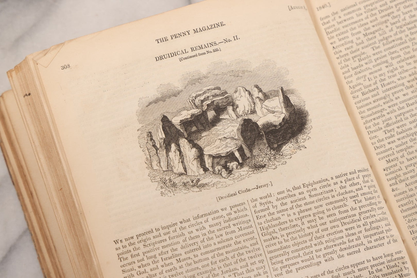 Lot 296 - Antique Bound Compendium "The Penny Magazine Of Society For The Diffusion Of Useful Knowledge" 1840, Published By Charles Knight & Co., London, With Marbled Cover Boards, Numerous Illustrations