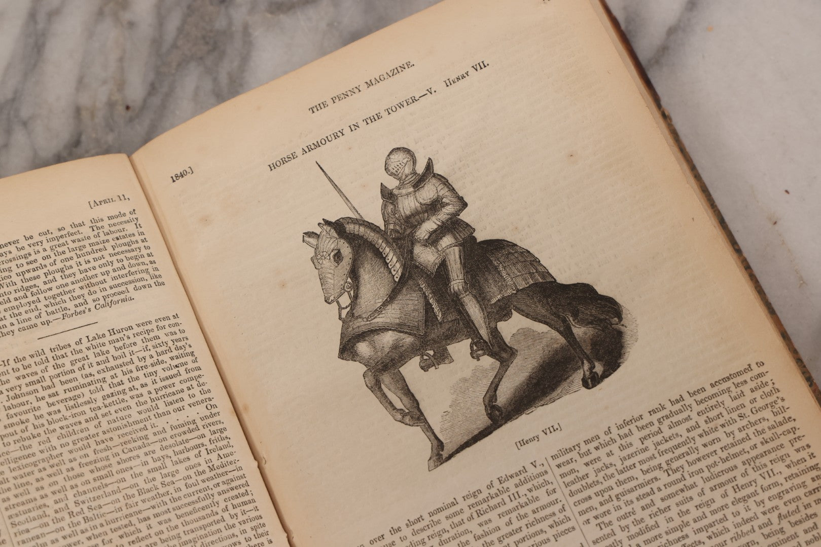 Lot 296 - Antique Bound Compendium "The Penny Magazine Of Society For The Diffusion Of Useful Knowledge" 1840, Published By Charles Knight & Co., London, With Marbled Cover Boards, Numerous Illustrations