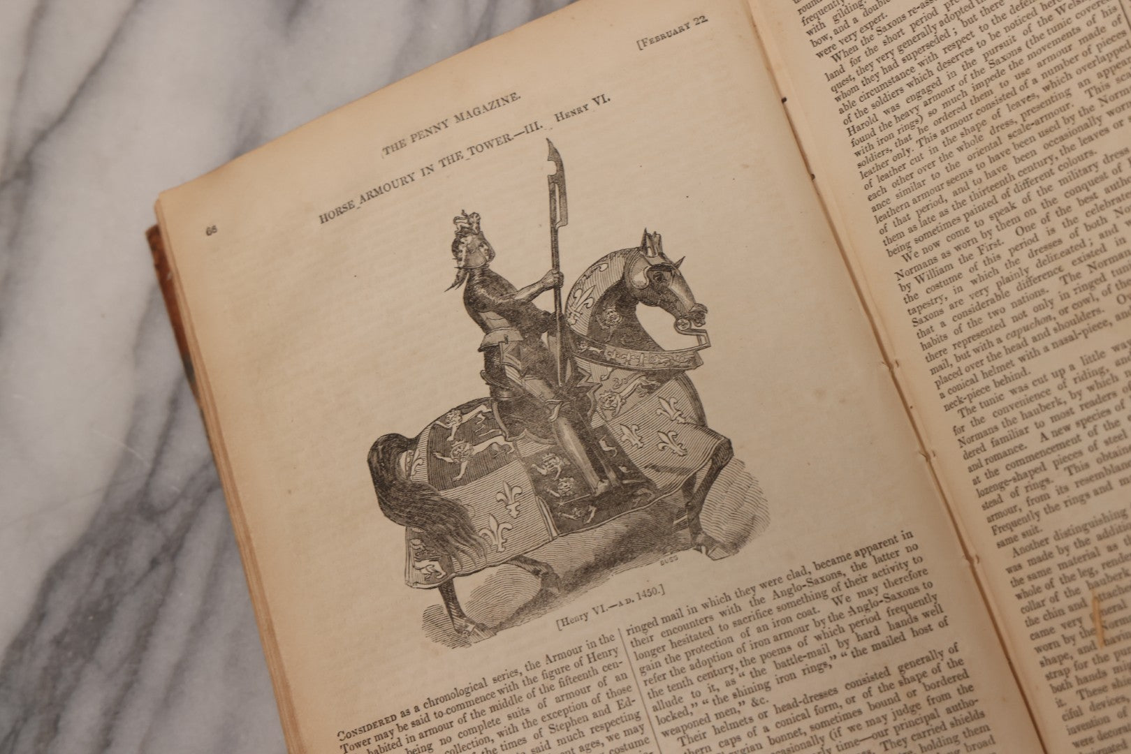 Lot 296 - Antique Bound Compendium "The Penny Magazine Of Society For The Diffusion Of Useful Knowledge" 1840, Published By Charles Knight & Co., London, With Marbled Cover Boards, Numerous Illustrations