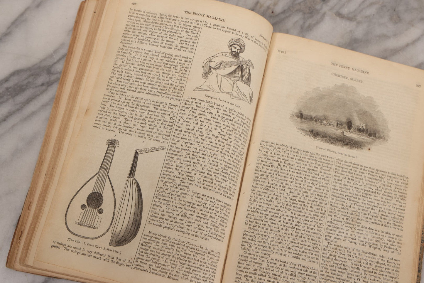 Lot 296 - Antique Bound Compendium "The Penny Magazine Of Society For The Diffusion Of Useful Knowledge" 1840, Published By Charles Knight & Co., London, With Marbled Cover Boards, Numerous Illustrations
