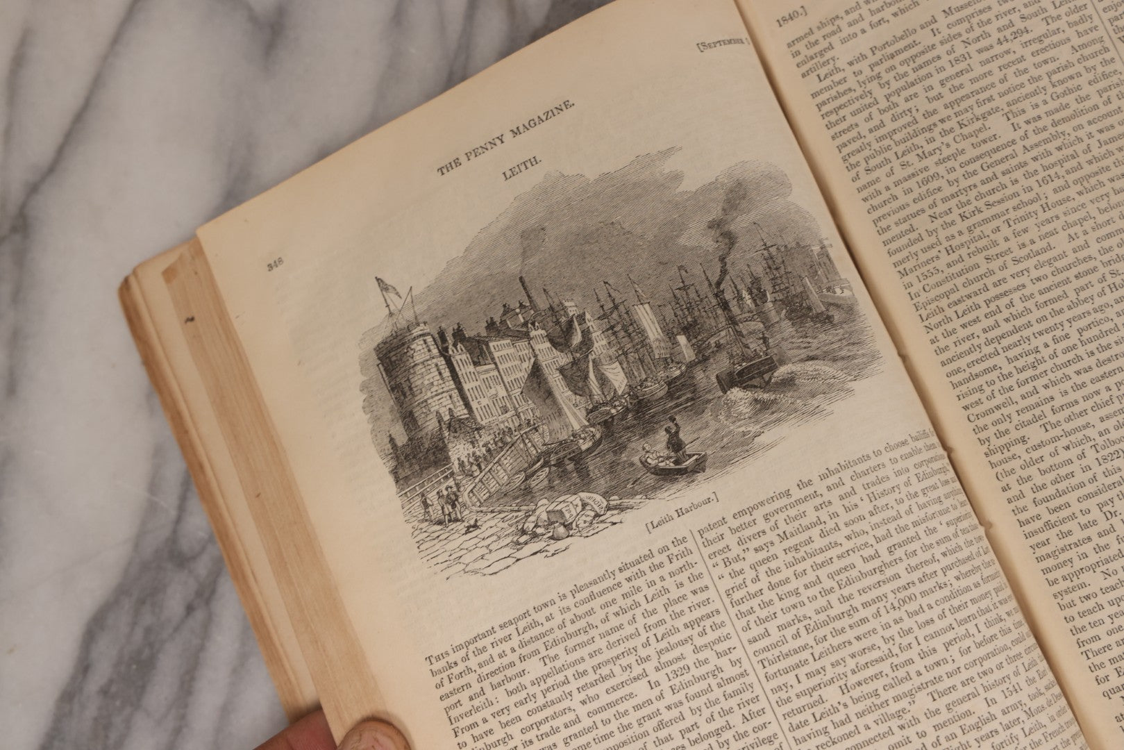 Lot 296 - Antique Bound Compendium "The Penny Magazine Of Society For The Diffusion Of Useful Knowledge" 1840, Published By Charles Knight & Co., London, With Marbled Cover Boards, Numerous Illustrations