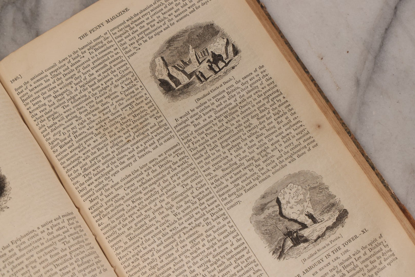 Lot 296 - Antique Bound Compendium "The Penny Magazine Of Society For The Diffusion Of Useful Knowledge" 1840, Published By Charles Knight & Co., London, With Marbled Cover Boards, Numerous Illustrations