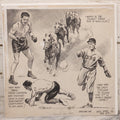 Lot 297 - Vintage Original 1930s Sports Trivia Illustration By Arthur Robert "Art" Krenz (American, 1905-1961) Depicting Boxer, Baseball Player, And Horse Race With Trivia Questions, Graphite And Ink On Paper, 13-1/8" x 13-1/8"