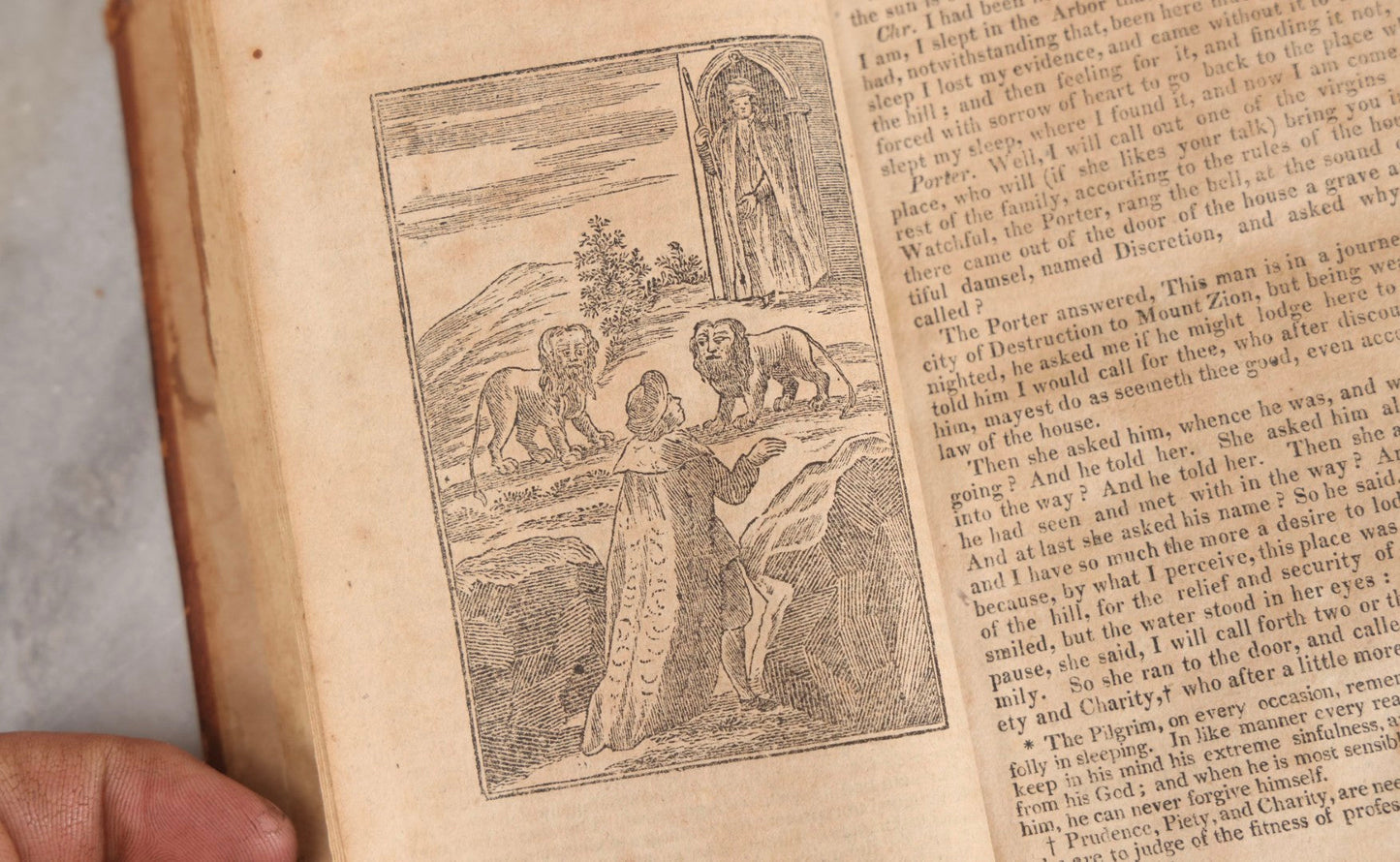Lot 307 - "The Pilgrim's Progress From This World To, That Which Is To Come" Antique Illustrated Christian Allegory Book By John Bunyan, Published By Isaiah Thomas, Junior, Boston, Printed By E. Merriam & Co., 1817