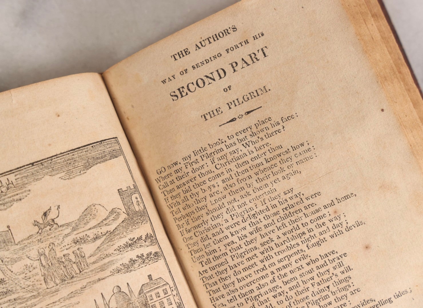Lot 307 - "The Pilgrim's Progress From This World To, That Which Is To Come" Antique Illustrated Christian Allegory Book By John Bunyan, Published By Isaiah Thomas, Junior, Boston, Printed By E. Merriam & Co., 1817