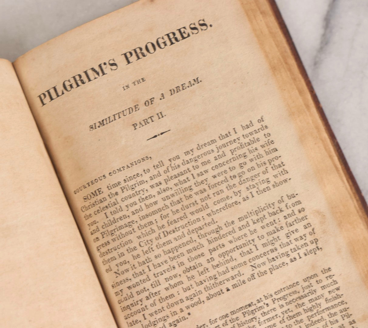 Lot 307 - "The Pilgrim's Progress From This World To, That Which Is To Come" Antique Illustrated Christian Allegory Book By John Bunyan, Published By Isaiah Thomas, Junior, Boston, Printed By E. Merriam & Co., 1817