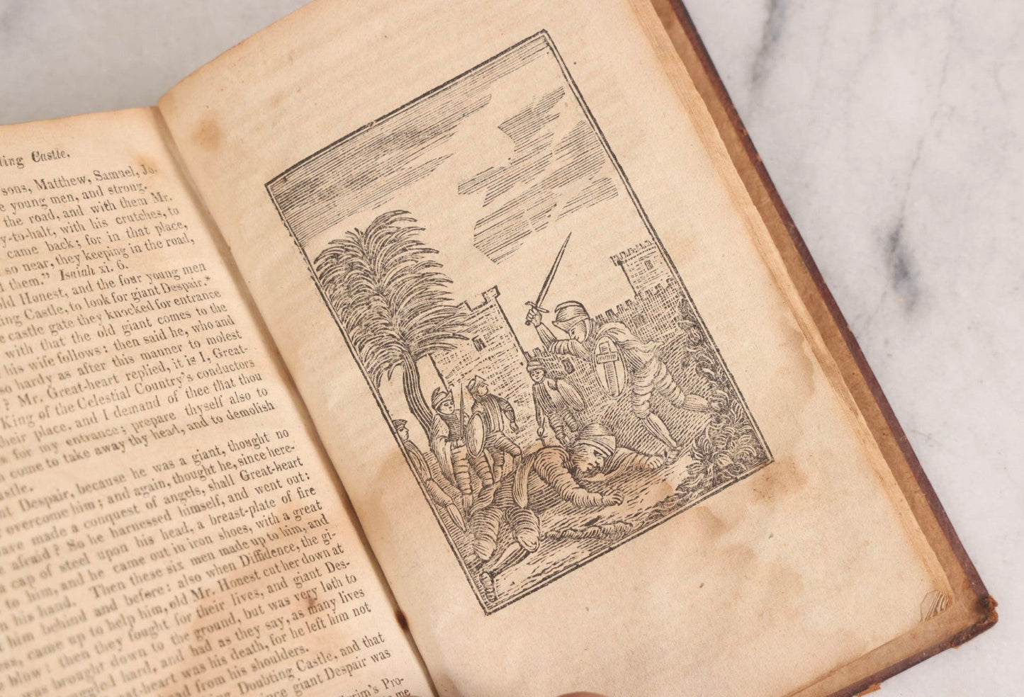 Lot 307 - "The Pilgrim's Progress From This World To, That Which Is To Come" Antique Illustrated Christian Allegory Book By John Bunyan, Published By Isaiah Thomas, Junior, Boston, Printed By E. Merriam & Co., 1817