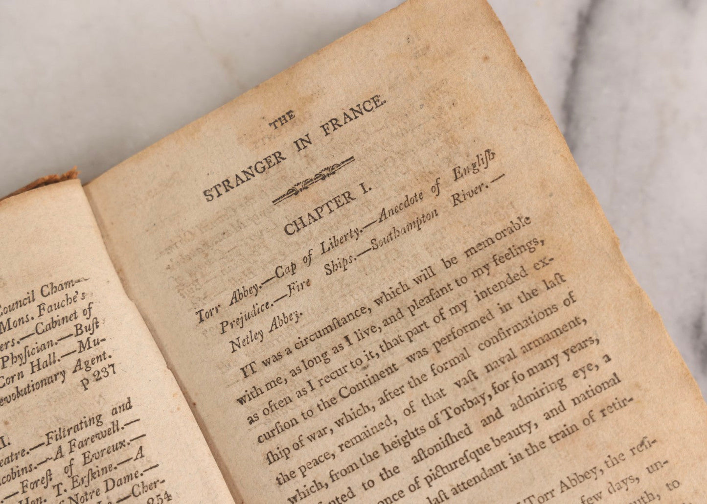 Lot 308 - "The Stranger In France: Or, A Tour From Devonshire To Paris" Antique Travel Book By John Carr, Esq., Printed For Isaiah Thomas, By William Fessenden, Brattleboro, Vermont, 1806, Note Back Cover Separated