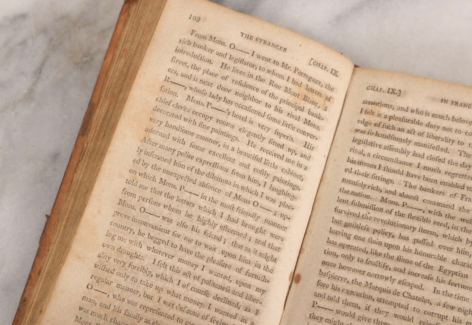 Lot 308 - "The Stranger In France: Or, A Tour From Devonshire To Paris" Antique Travel Book By John Carr, Esq., Printed For Isaiah Thomas, By William Fessenden, Brattleboro, Vermont, 1806, Note Back Cover Separated