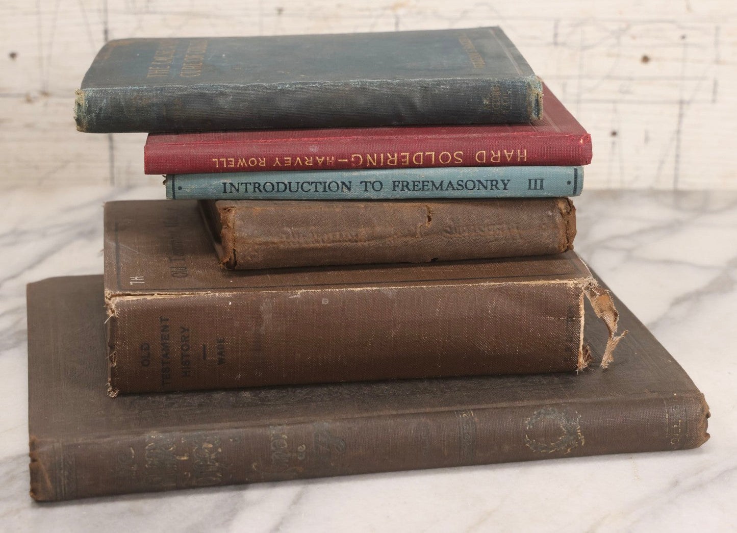 Lot 318 - Grouping Of Six Antique And Vintage Books Including Freemasonry Manual, Medical Text, Technical Manual, Dictionary, Biblical History, And Classic Literature, 1877-1951