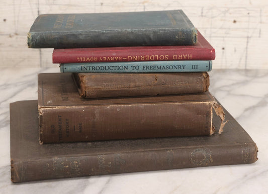 Lot 318 - Grouping Of Six Antique And Vintage Books Including Freemasonry Manual, Medical Text, Technical Manual, Dictionary, Biblical History, And Classic Literature, 1877-1951