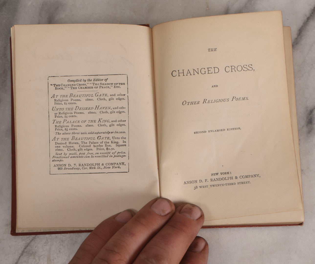 Lot 319 - "The Changed Cross And Other Religious Poems" Antique Religious Poetry Book Published By Anson D.F. Randolph & Company, New York, 1879