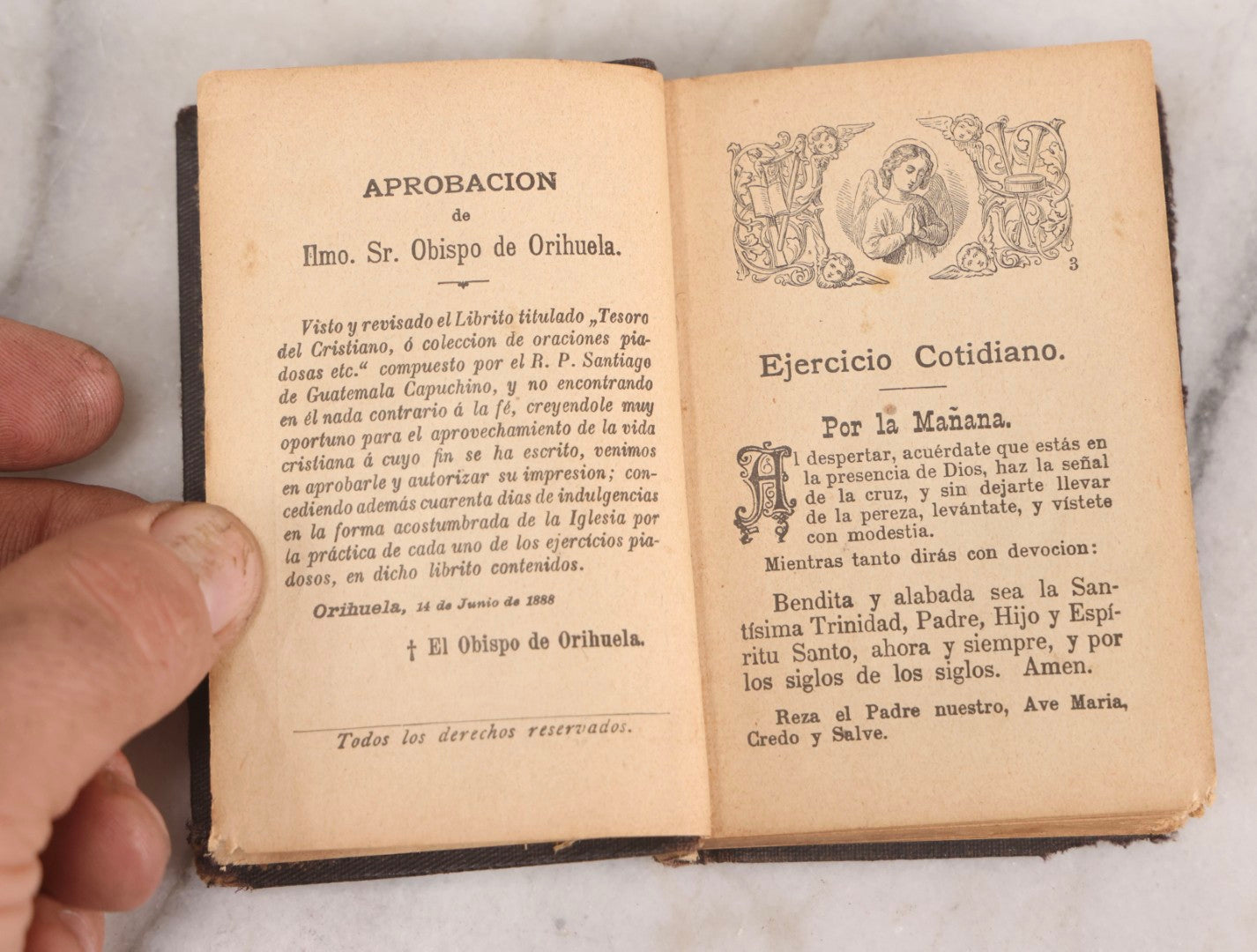 Lot 320 - "Tesoro Del Cristiano" ("Treasure Of The Christian") Antique Spanish Catholic Prayer Book By Rdo P. Santiago De Guatemala, Published By Benziger & Co., Einsiedeln, Switzerland, Circa 1888