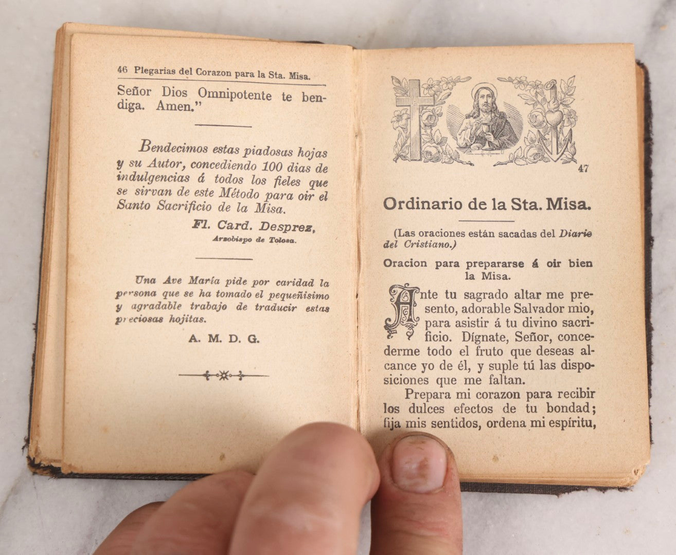 Lot 320 - "Tesoro Del Cristiano" ("Treasure Of The Christian") Antique Spanish Catholic Prayer Book By Rdo P. Santiago De Guatemala, Published By Benziger & Co., Einsiedeln, Switzerland, Circa 1888