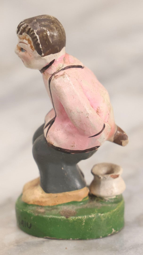 Lot 321 - Vintage Chalkware Novelty Figure Of Boy On Chamber Pot, Portuguese Title "Sempre Saiu" ("Always Leaves")