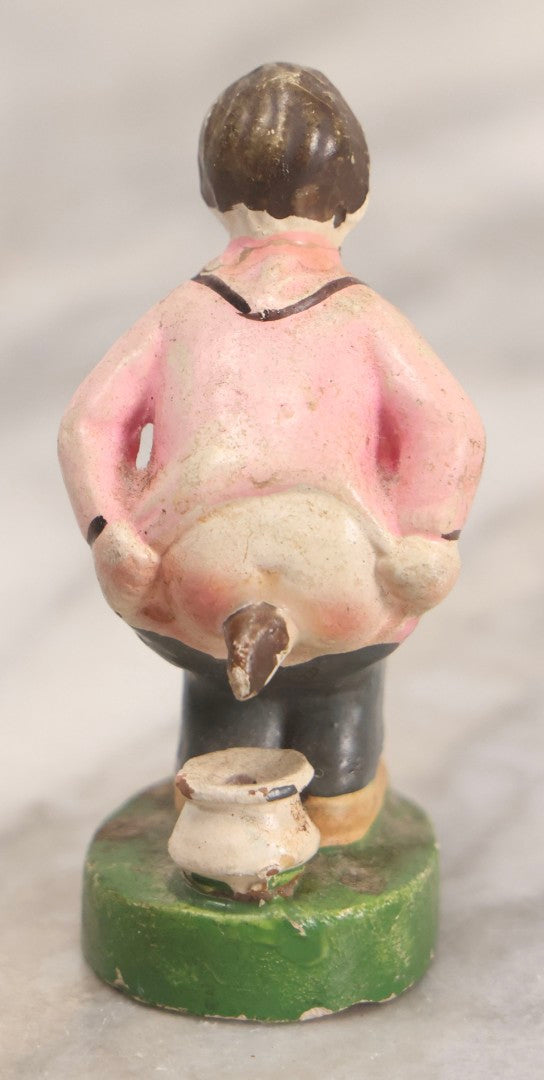 Lot 321 - Vintage Chalkware Novelty Figure Of Boy On Chamber Pot, Portuguese Title "Sempre Saiu" ("Always Leaves")