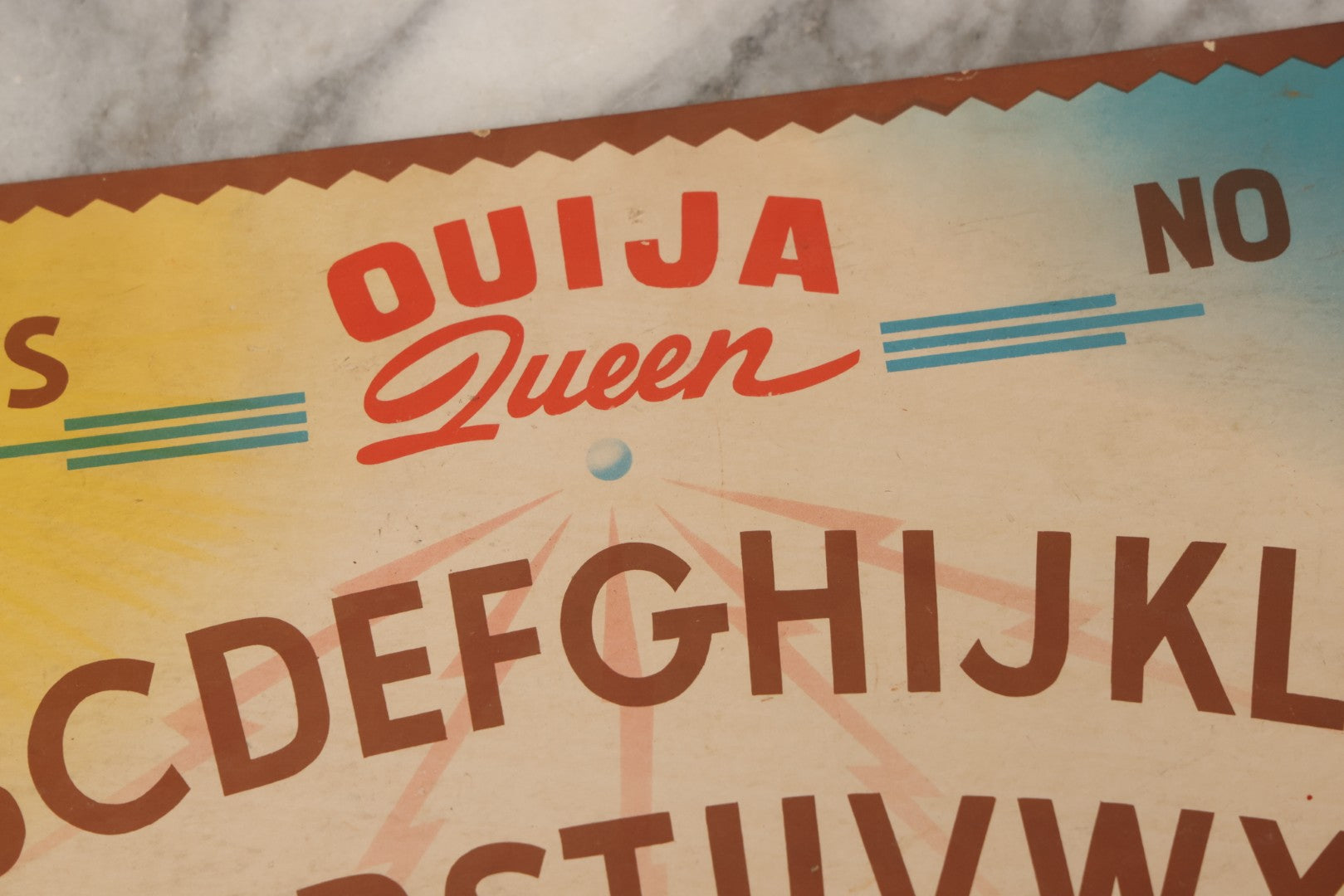 Lot 001 - Vintage Ouija Queen "The Mysterious Talking Board" With Partial Box With Devil Graphics, American Novelty Co., Omaha, Nebraska