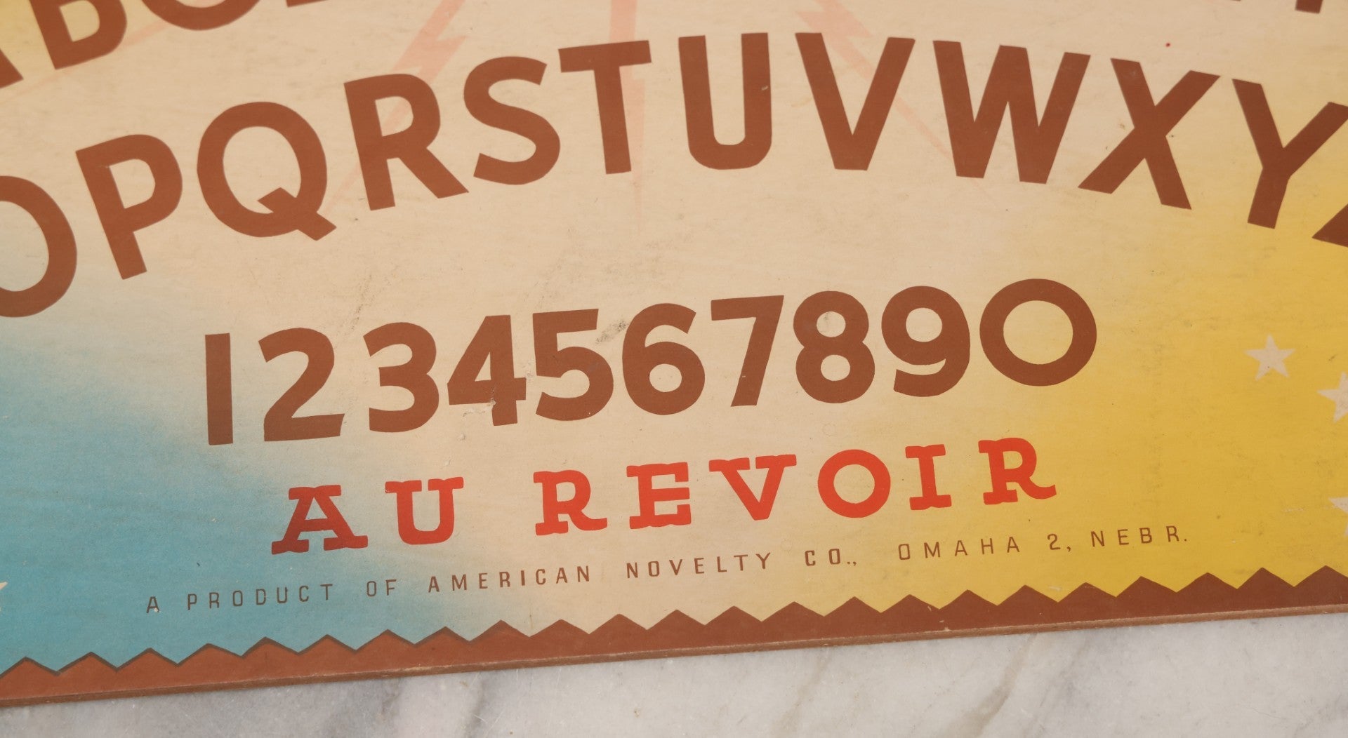 Lot 001 - Vintage Ouija Queen "The Mysterious Talking Board" With Partial Box With Devil Graphics, American Novelty Co., Omaha, Nebraska