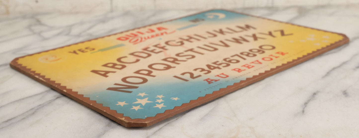 Lot 001 - Vintage Ouija Queen "The Mysterious Talking Board" With Partial Box With Devil Graphics, American Novelty Co., Omaha, Nebraska