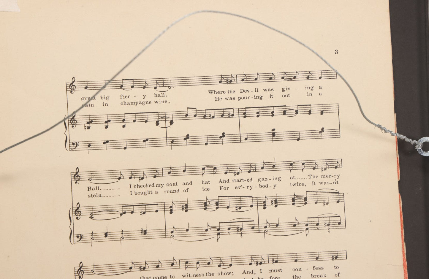 Lot 002 - Antique "At The Devil's Ball" Sheet Music By Irving Berlin With Mephisto Devil Character And Dancing Devils On Cover, Published By Waterson, Berlin, & Snyder Co., New York, New York, Cover Art By Edward H. Pfeiffer, Framed, 13-3/4" x 17-1/4"