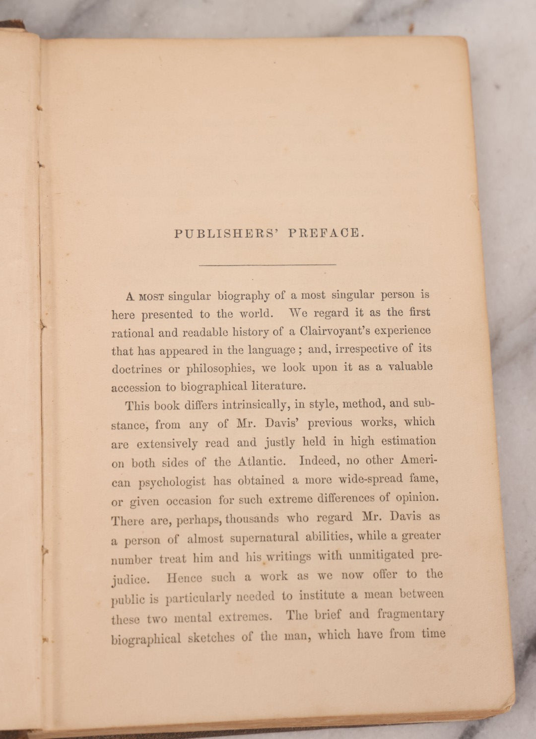 Lot 003 - "The Magic Staff; An Autobiography Of Andrew Jackson Davis" Antique Spiritualist Biography, Published By J.S. Brown & Co., New York, 1857