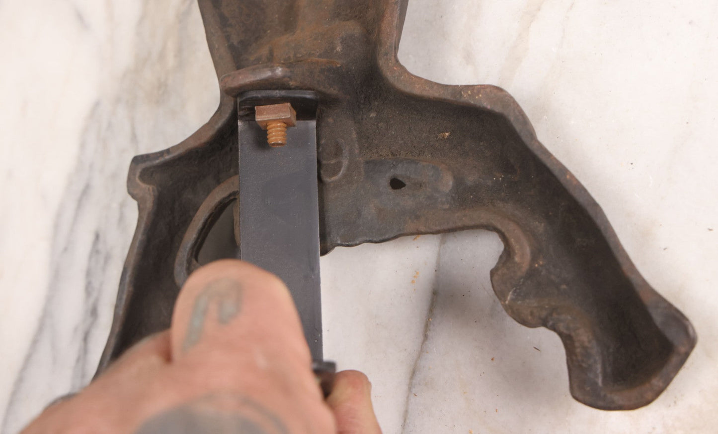 Lot 004 - Antique Cast Iron Owl Andirons With Painted Yellow Eyes, With Short Display Dogs, 13-1-2" H Each